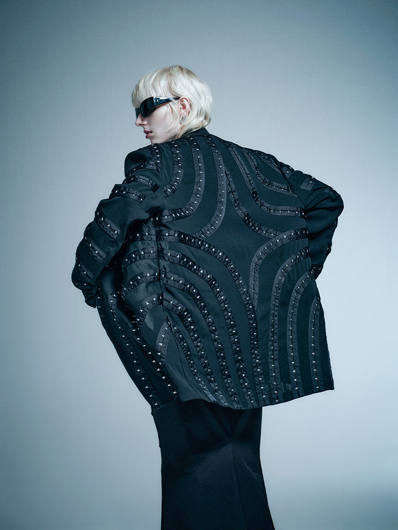 ANNAKIKI design four-pointed star hook blazer suit-HANYU