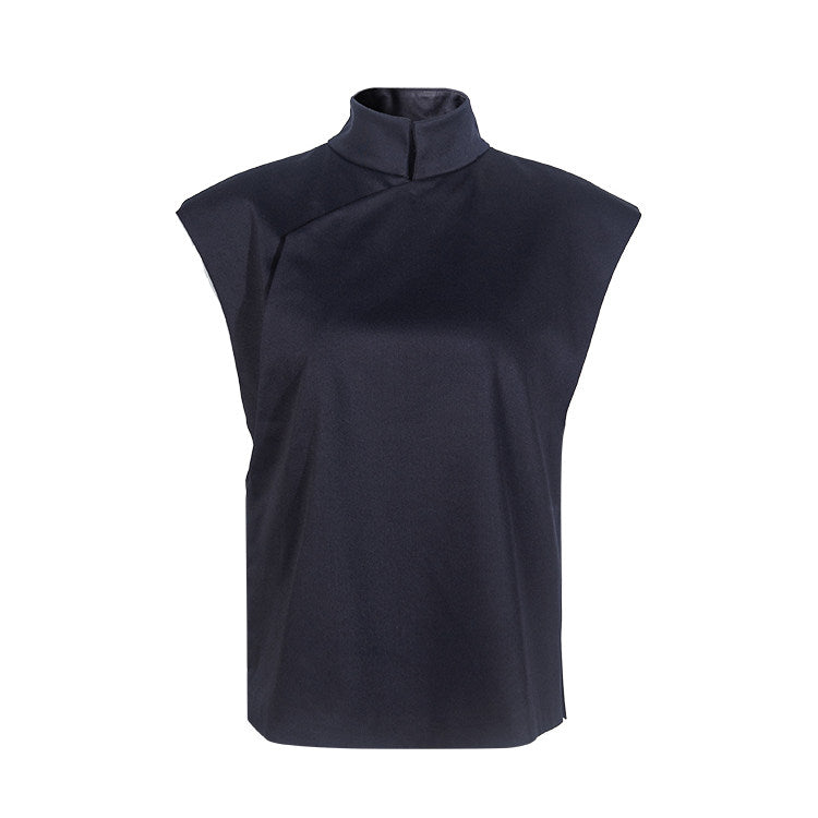 TUYUE blue small stand-up collar pipa collar shoulder vest- STEPHANIE.