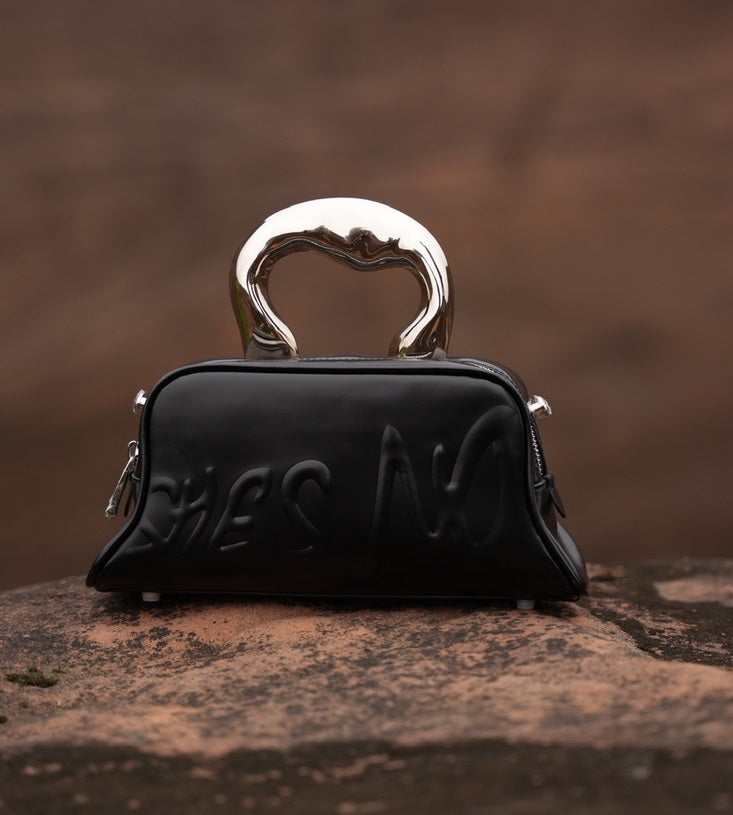 IUBALLET Niche Handle Letter Tote Leather Irregular Baguette Bag - CHARGED.