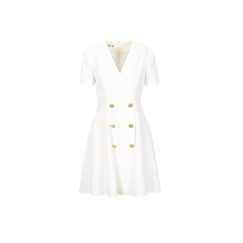 YES BY YESIR | Big A-Line Double-Breasted Casual Dress - VARESSA.