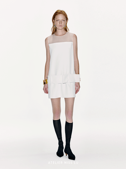 ATELIER MISS LU spring and summer Ribbon Sash Tulle Dress - DESTINY