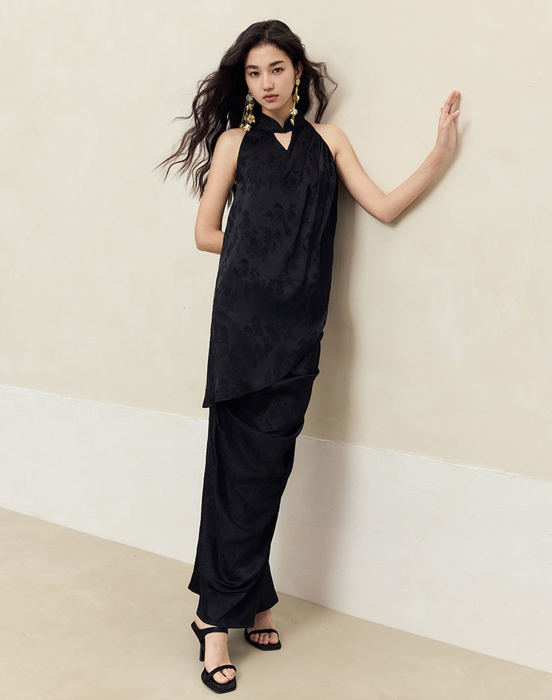 HECO Pleated red black white Skirt Slim High Waist Woman - glad.