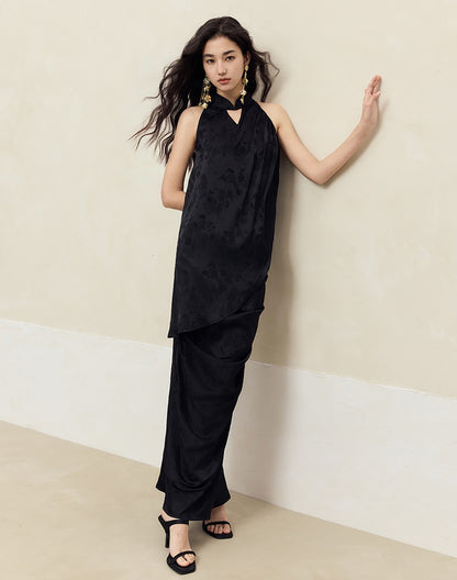 HECO Pleated red black white Skirt Slim High Waist Woman - glad.