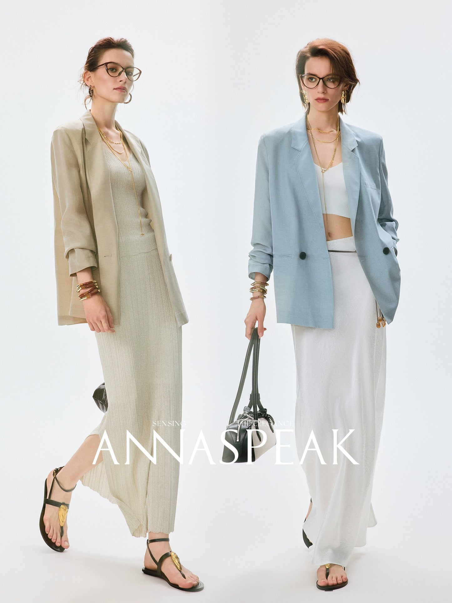 ANNASPEAK silk old money style suit set-NONY.