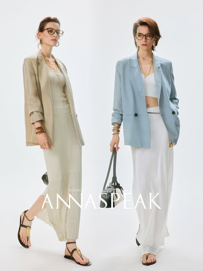 ANNASPEAK silk old money style suit set-NONY.