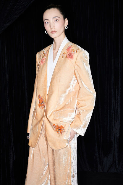 M essential Mackay designer Rulang velvet dahlia nail bead suit - DUAO.