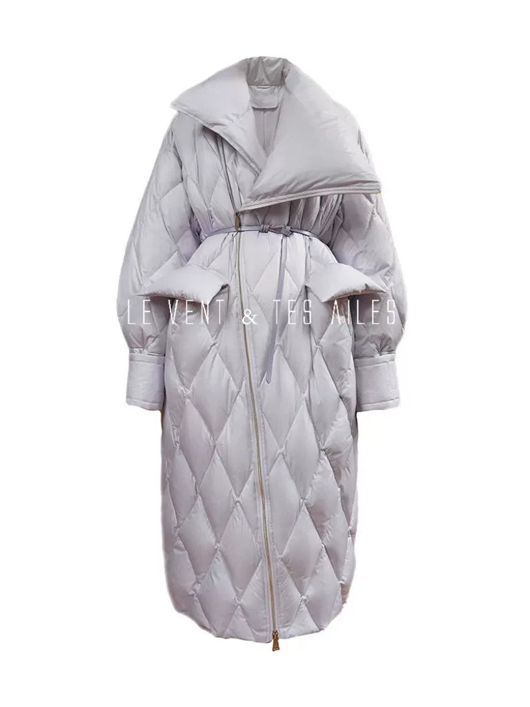 LE VENT&TES AILES Luxury High Cover Pressure Down Long Winter Jacket Coat -SZA