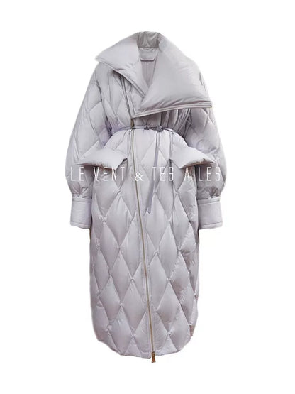LE VENT&TES AILES Luxury High Cover Pressure Down Long Winter Jacket Coat -SZA