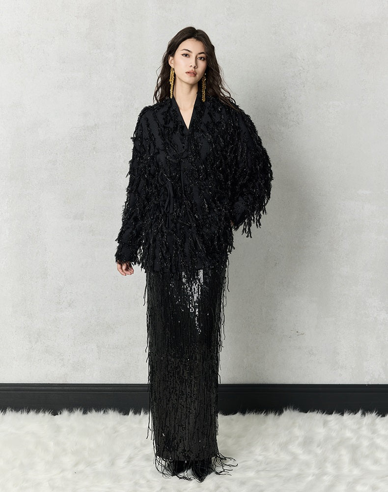 HECO Three-dimensional Tassel Fashion Top Shirt Women - flesh.