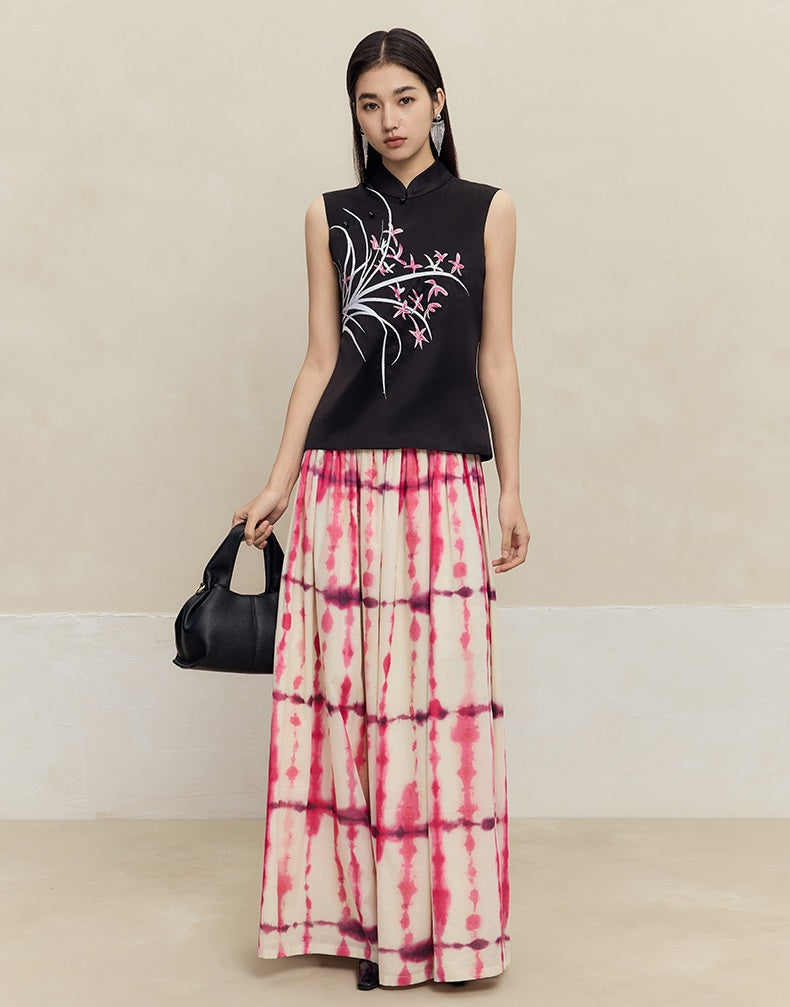 HECO 100% Cotton pink High Waist Swing Skirt Women - grace.