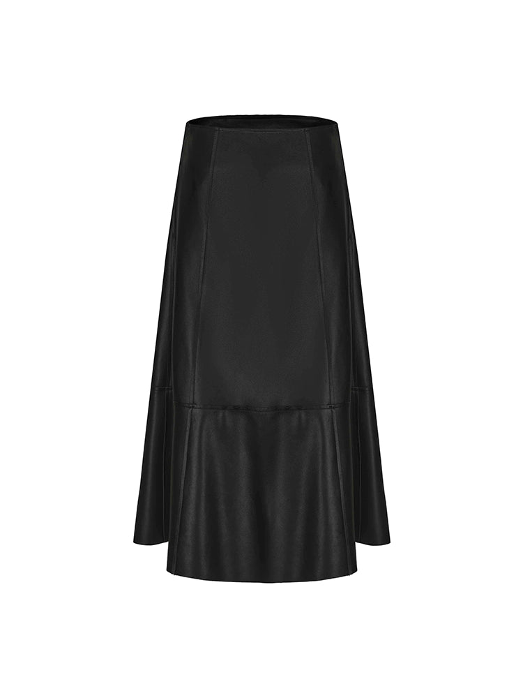 ATELIER MISS LU  multi-piece patchwork sheepskin umbrella skirt - BLUEBELL.