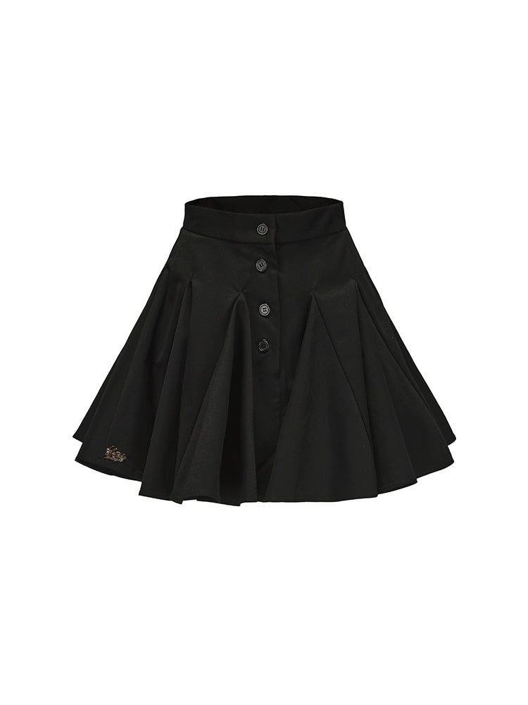 Le Palais Vintage black wrap short shirt ruffled puffy skirt-CALCIFER.