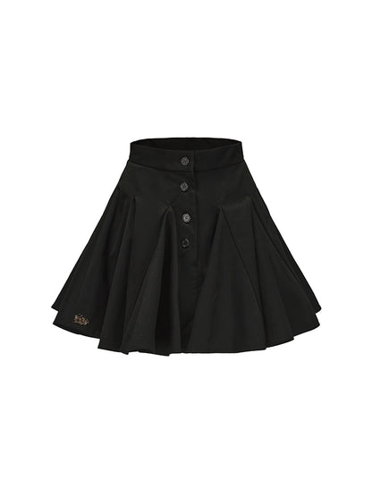 Le Palais Vintage black wrap short shirt ruffled puffy skirt-CALCIFER.