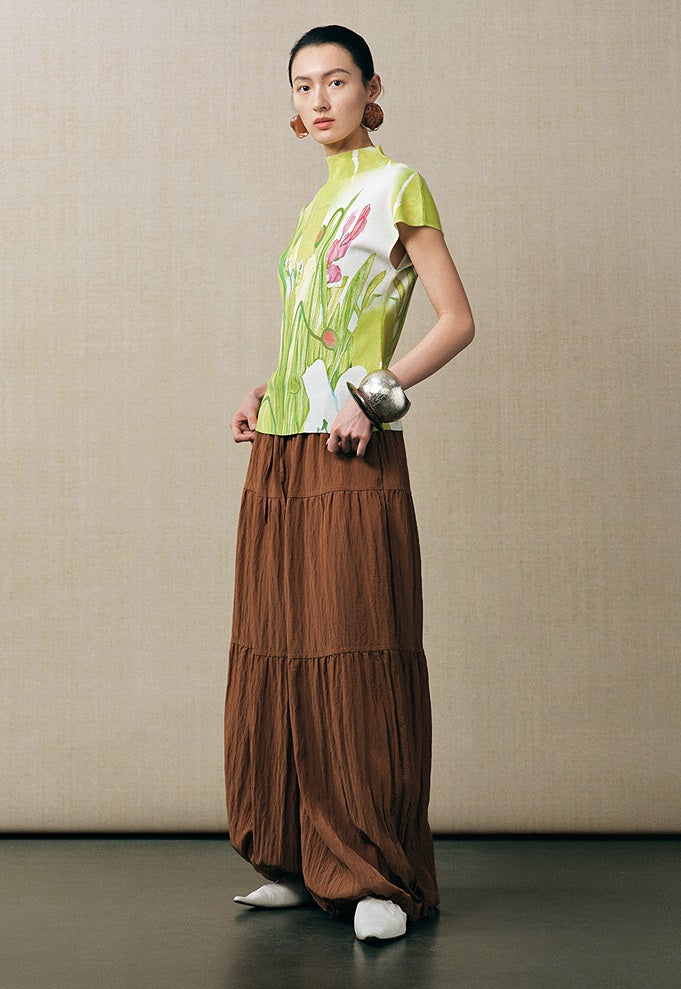 ZHUCHONGYUN loose wide pants and loose turtle neck long sleeve top outfit set-PAPA.