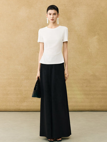HECO Chinese Style Waist Shirred Knit Slim Stretch Top- STIQE.