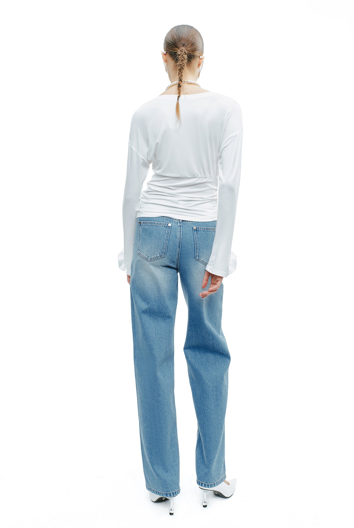 YES BY YESIR | Textured Petal Detailing 3D Floral Sleeve T-Shirt -CYRELLA.