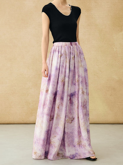 HECO Chinese elastic waist tie-dye printed skirt - BLESS.