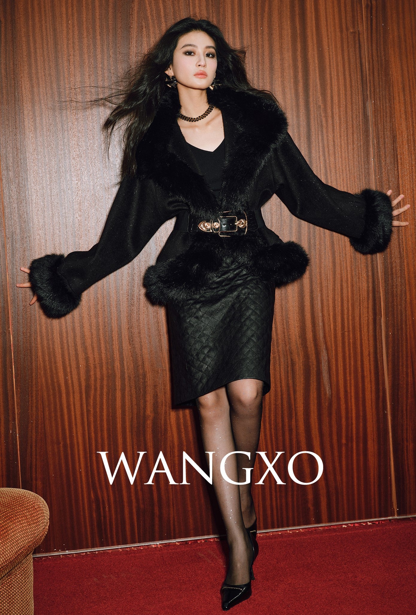 WANGXO | Raw Sheepskin-Pressed Leather High-Waisted Quilted Mini Skirt -TESA.