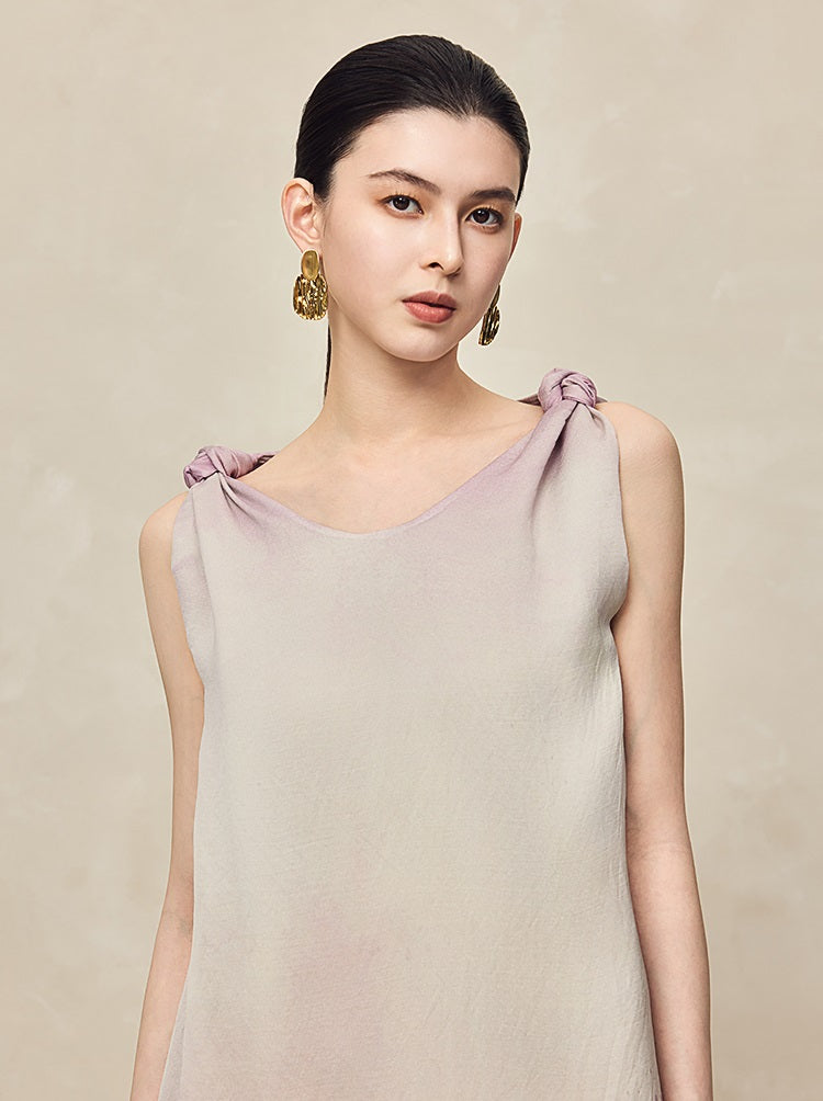 HECO Ink Dye Twisted Chiffon Slip Midi Sleeveless Dress Women - CARRY.