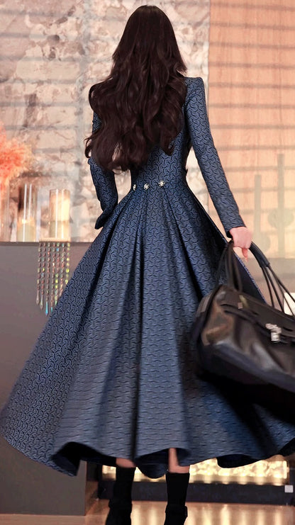 VJE Women's Printed Waist Mid-Length Double-breasted Trench Coat- JOJO.