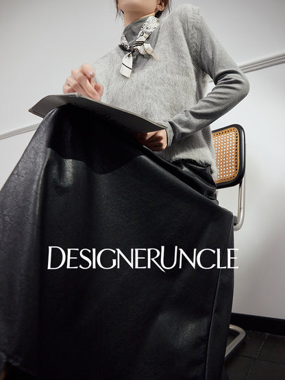 DGU "Qi Mist" light gray plush outer wear versatile commuter slimming top - HIGG.