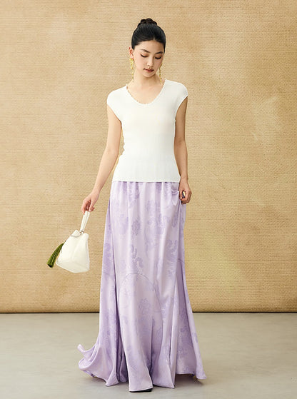 HECO Chinese Style Acetate Jacquard Elasticated High-waisted Fishtail Skirt - BETH.