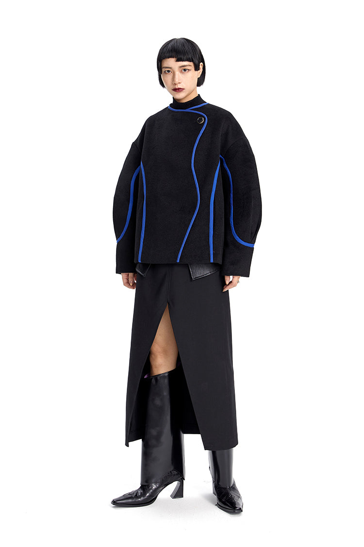 TINY IN Line Cropped Tweed Women's Black Jacket - KENCHO