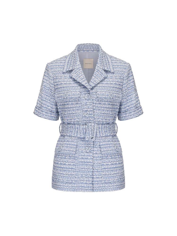ATELIER MISS LU Adjustable Belt Fragrance Short Sleeve Top - MOSESS.