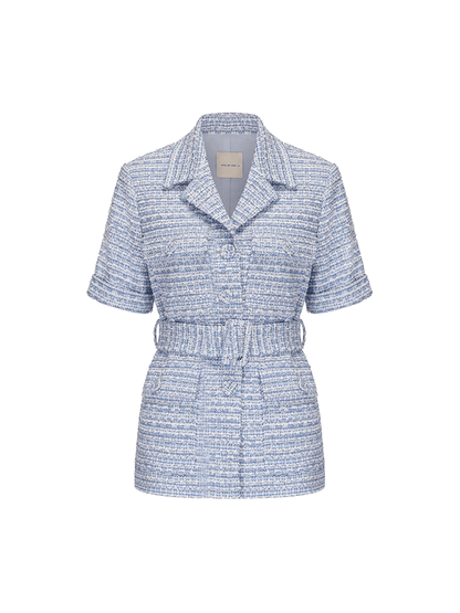 ATELIER MISS LU Adjustable Belt Fragrance Short Sleeve Top - MOSESS.