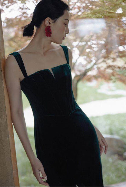 GOUDIN Evening Vintage Velvet Dress-XAVIER.