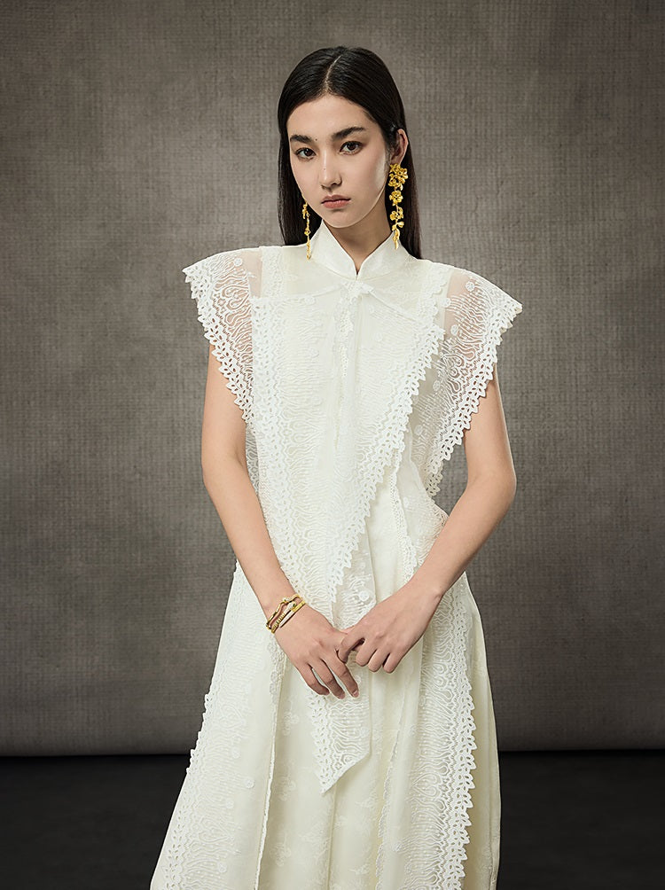 HECO Midi Stand Collar Ruffle Dress - FAIL.