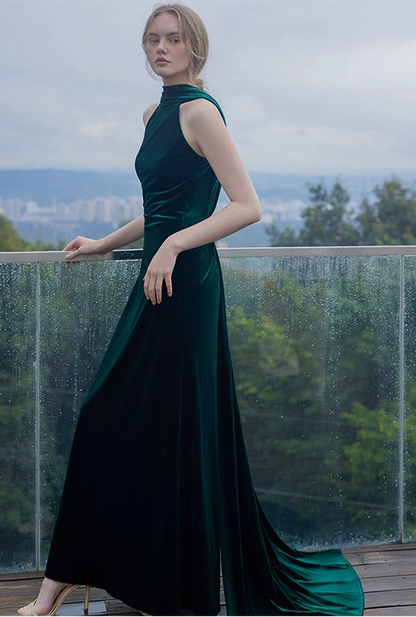 GOUDIN velvet long dresses French simple  dresses-ANKA.