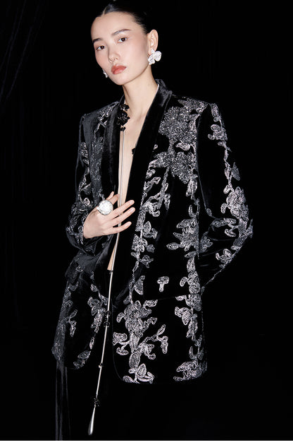 M essential Mackay designer iron orchid embroidered suit - Selima