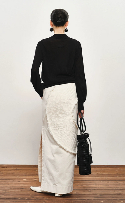 ZHUCHONGYUN black wrap-style tie waist long sleeved top-REIGN.