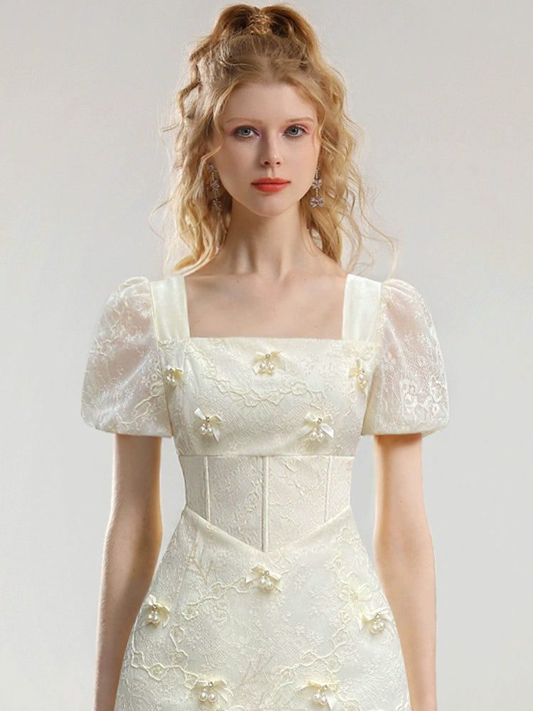 CHECOCRE Elegant Three-dimensional Bow Lace Sequin Dress - SINCERE