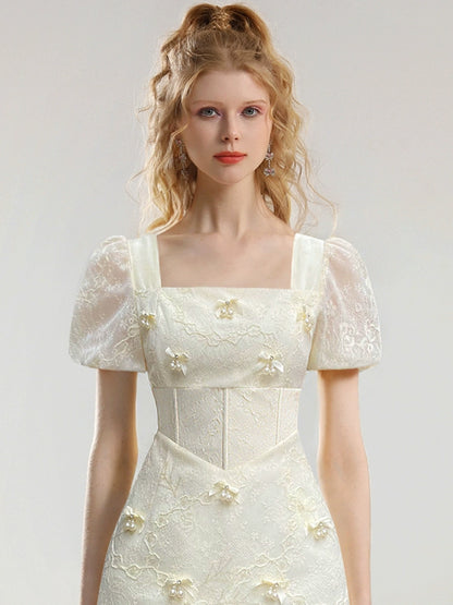 CHECOCRE Elegant Three-dimensional Bow Lace Sequin Dress - SINCERE