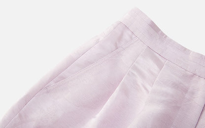 ZHUCHONGYUN summer jacquard lace-up pleated short pants.-WINRY.