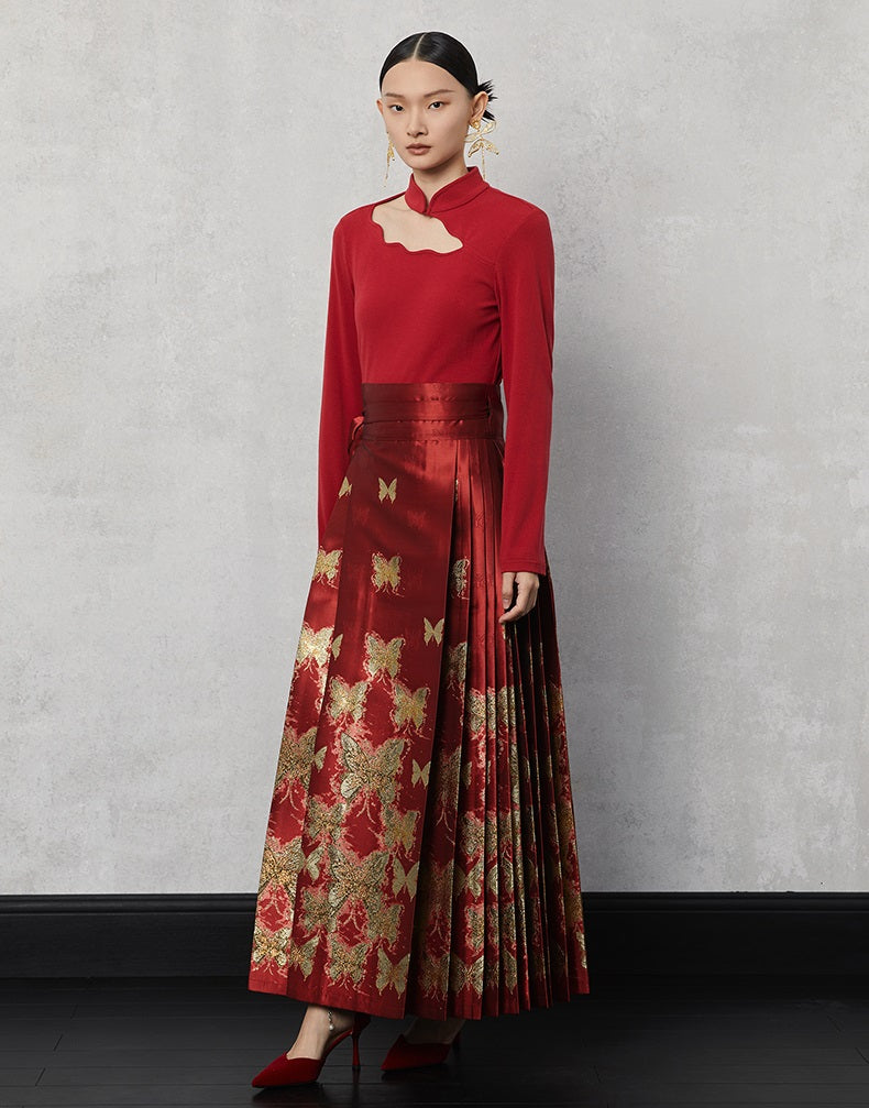 HECO  Butterfly Hanfu High Waisted Long Skirt - rain.