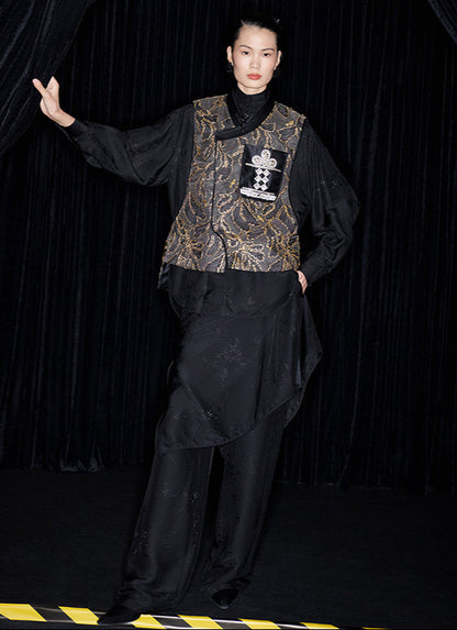 M essential Mackay designer mosaic tile embroidered vest - Gary.