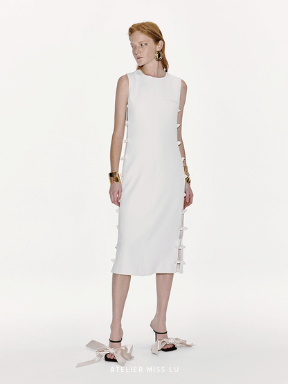 ATELIER MISS LU Cut-out Rabbit Ear Ribbon Patchwork Dress - ADAM.