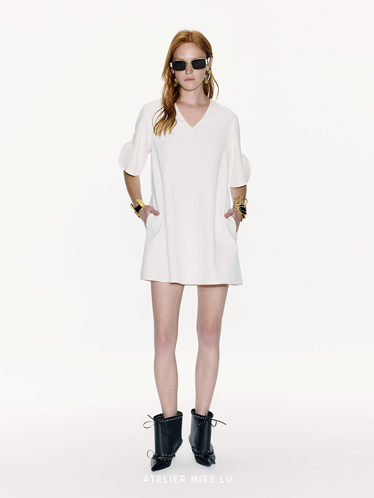 ATELIER MISS LU cascading disc panel design A-line dress - EXPEM