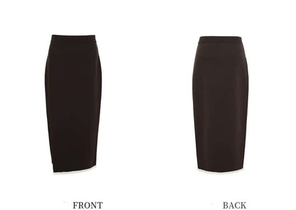 ZHUCHONGYUN autumn wool patchwork knitted straight skirt--YUKIO.