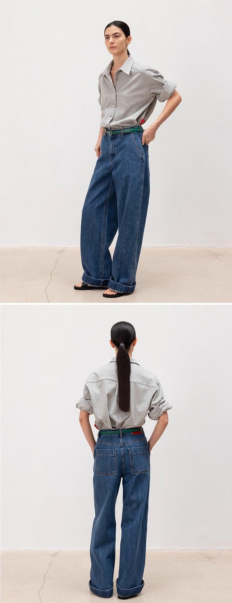 Nothing Written long short sleeve t-shirt cotton shirt-IVY!