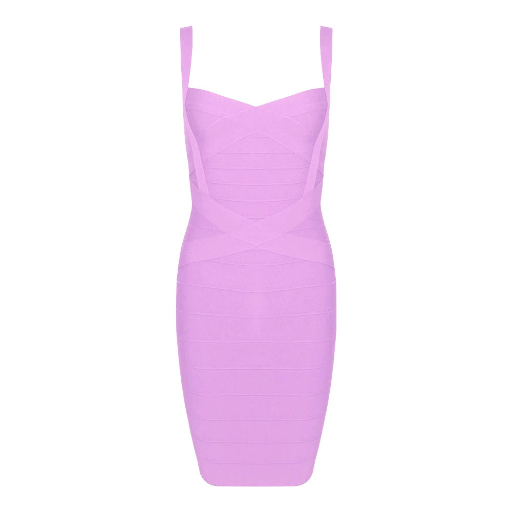 DOLLY Elegant V-Neck Sleeveless High Waist Knitted Midi Suspender Dress-PUNA