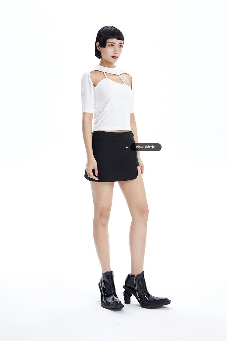 TINY IN irregular cut-out slim short sleeve women's top -SIXY