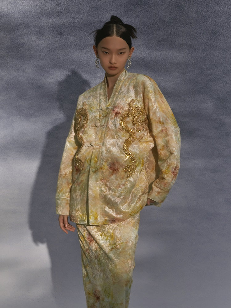 HECO 100% polyester tie dye long sleeve Jacket Sense Women's Top - glad.