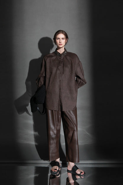 PIAOIN luxury vintage beaded design handmade custom shirt-BEATRICE.