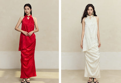 HECO Pleated red black white Skirt Slim High Waist Woman - glad.