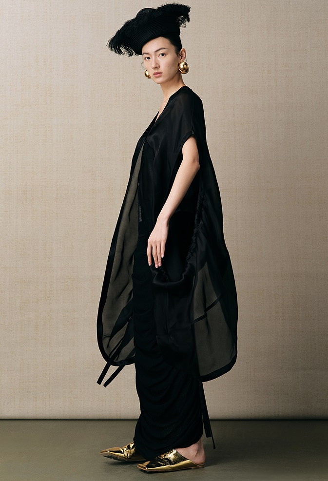 ZHUCHONGYUN  irregular hem pleated waist straight knit skirt--KUROKO.