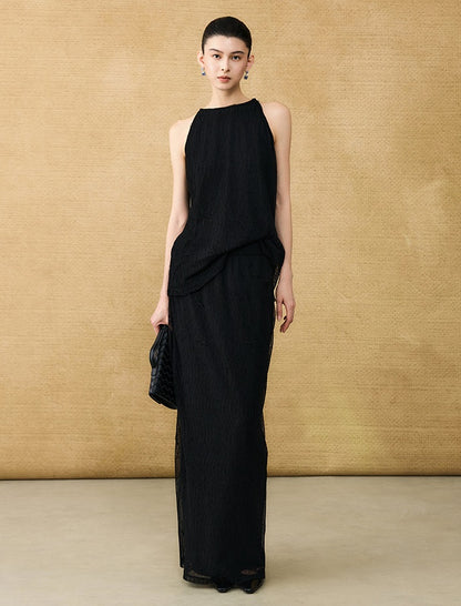 HECO Chinese style wrinkle elastic age-reducing temperament Skirt- ELLA.